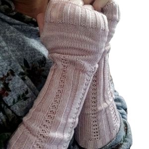 Pink cable knit arm warmers, new in packaging